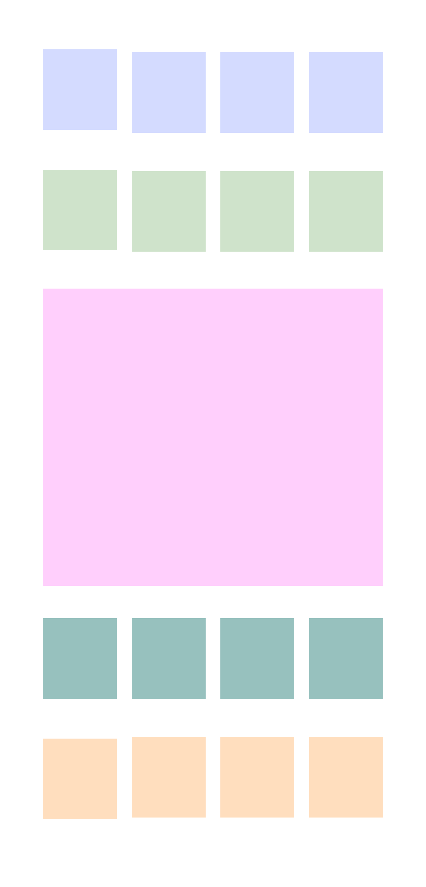 blue, green, pink, and yellow squares on a grid
